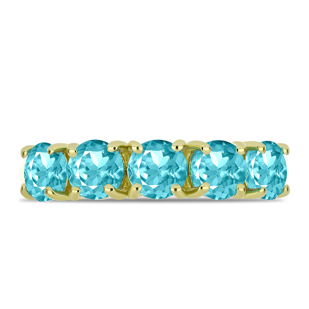 Anillo de Plata Bañada en Oro con Cuarzo Paraiba 2 