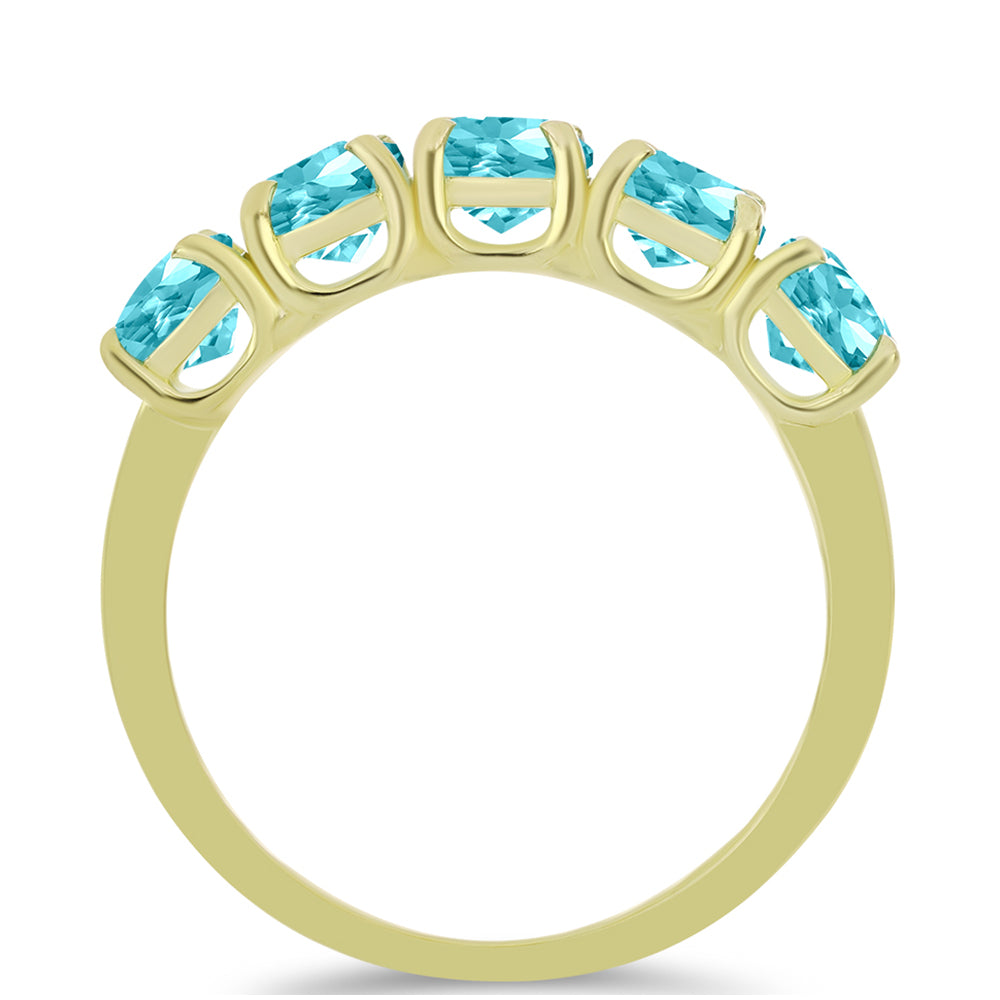 Anillo de Plata Bañada en Oro con Cuarzo Paraiba 3 