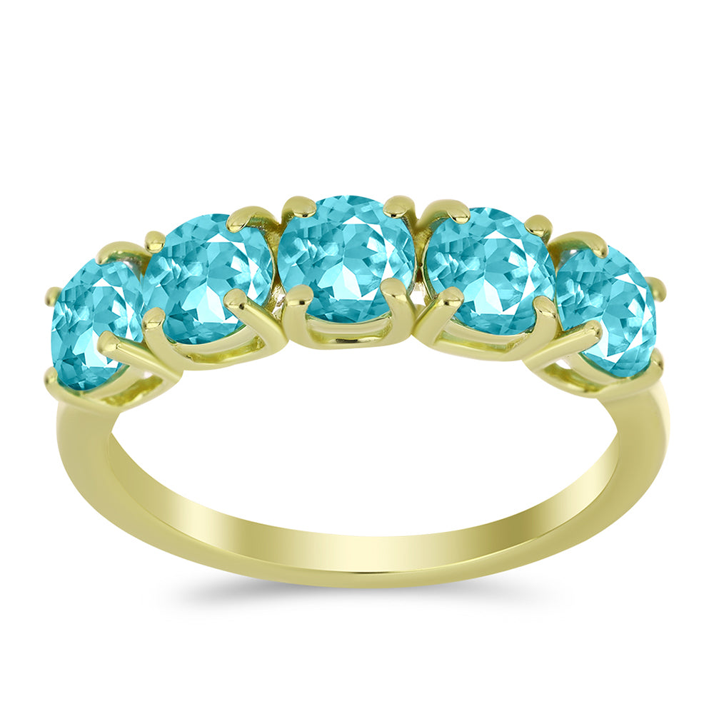 Anillo de Plata Bañada en Oro con Cuarzo Paraiba 1 
