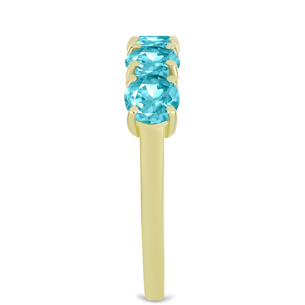 Anillo de Plata Bañada en Oro con Cuarzo Paraiba
