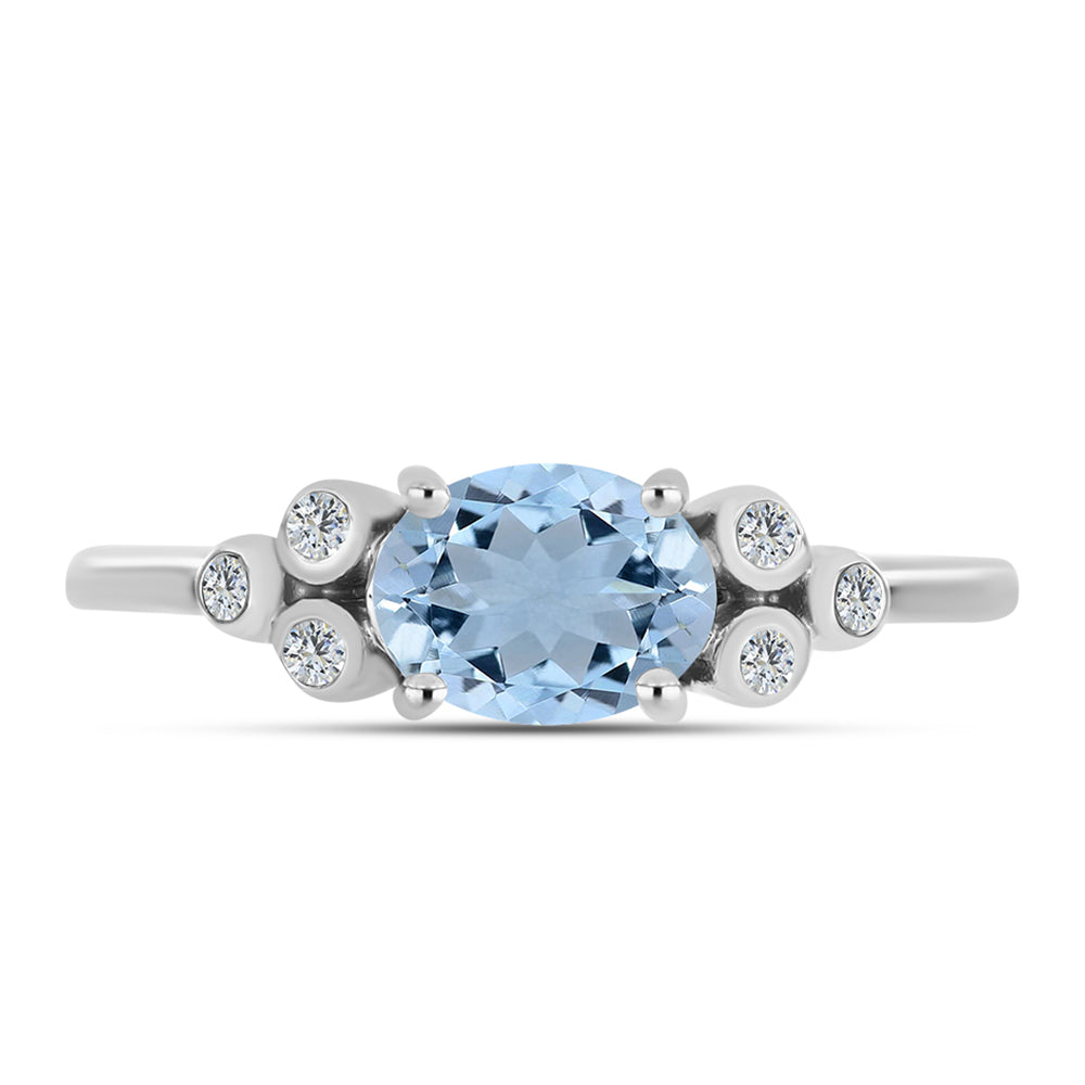 Anillo de Plata con Aguamarina del Condado de Embu y Topacio Blanco 1 