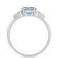 Anillo de Plata con Aguamarina del Condado de Embu y Topacio Blanco
