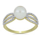 Anillo de Plata Bañada en Oro con Perla blanca de agua dulce y Topacio Blanco