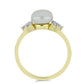 Anillo de Plata Bañada en Oro con Perla blanca de agua dulce y Topacio Blanco