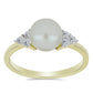 Anillo de Plata Bañada en Oro con Perla blanca de agua dulce y Topacio Blanco