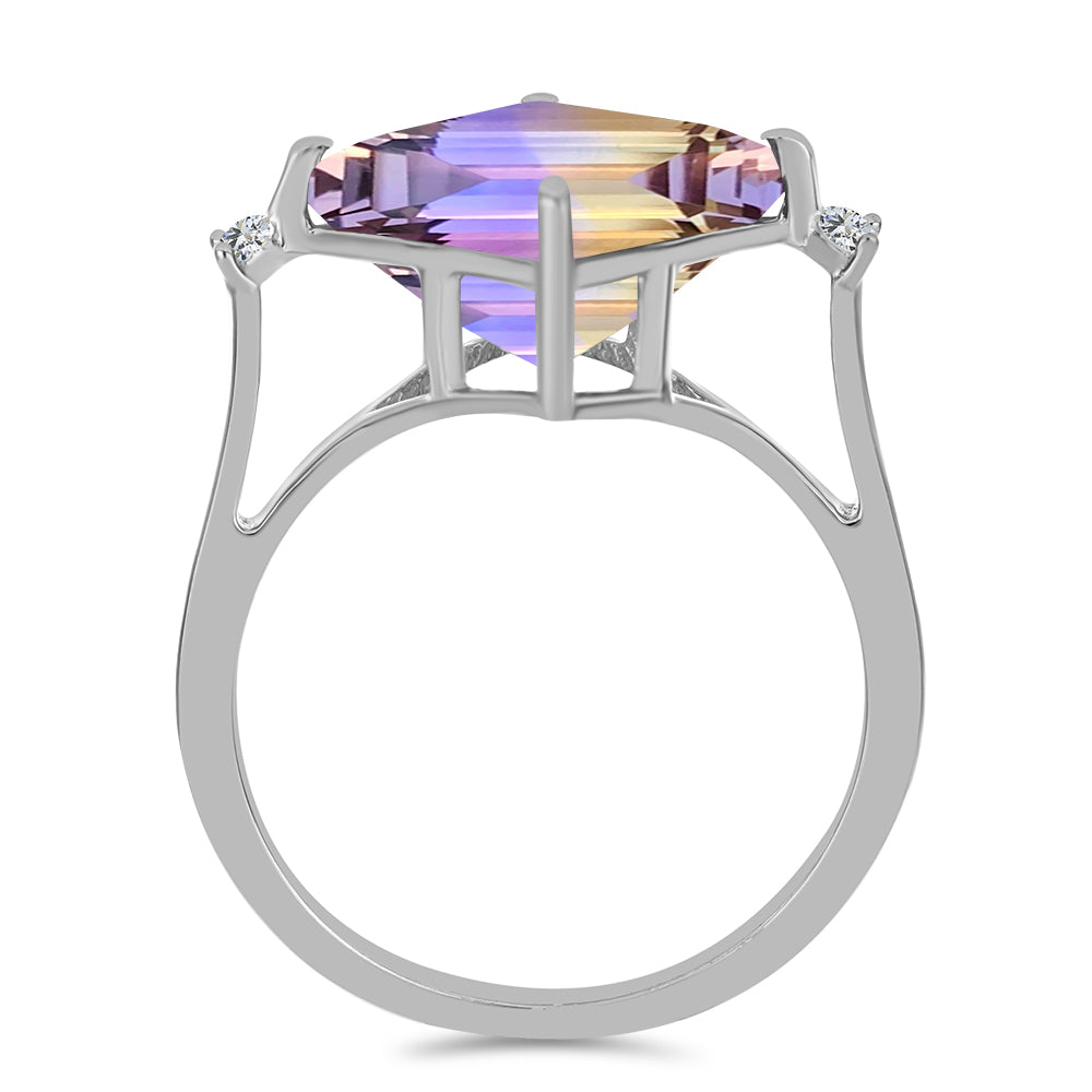 Anillo de Plata con Amatrino de Anahi y Topacio Blanco 2 
