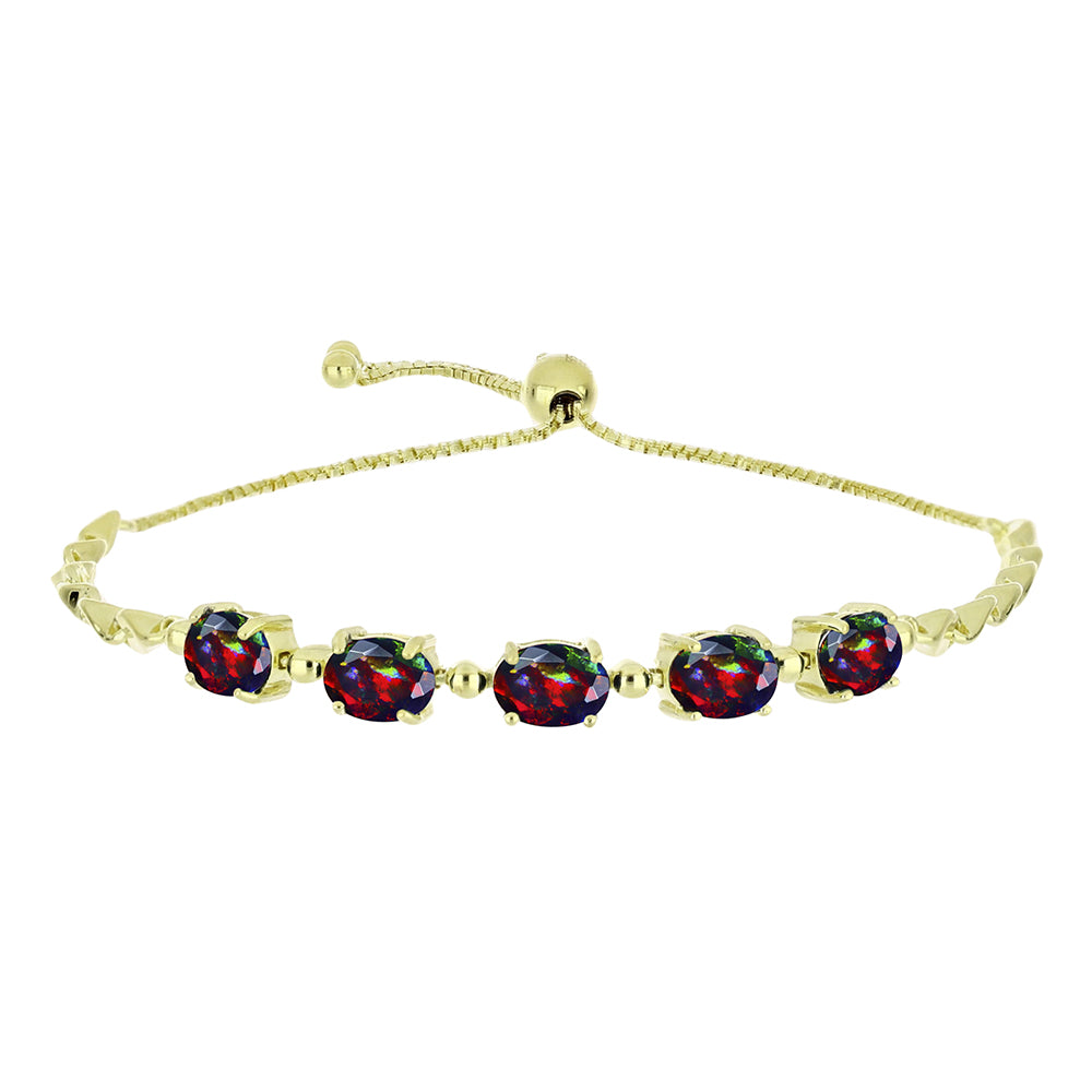 Pulsera de Plata Bañada en Oro con Ópalo negro medianoche Lega Dembi de Ëtiopía 1 