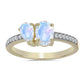 Anillo de Plata Bañada en Oro con Piedra Lunar Arco Iris y Topacio Blanco