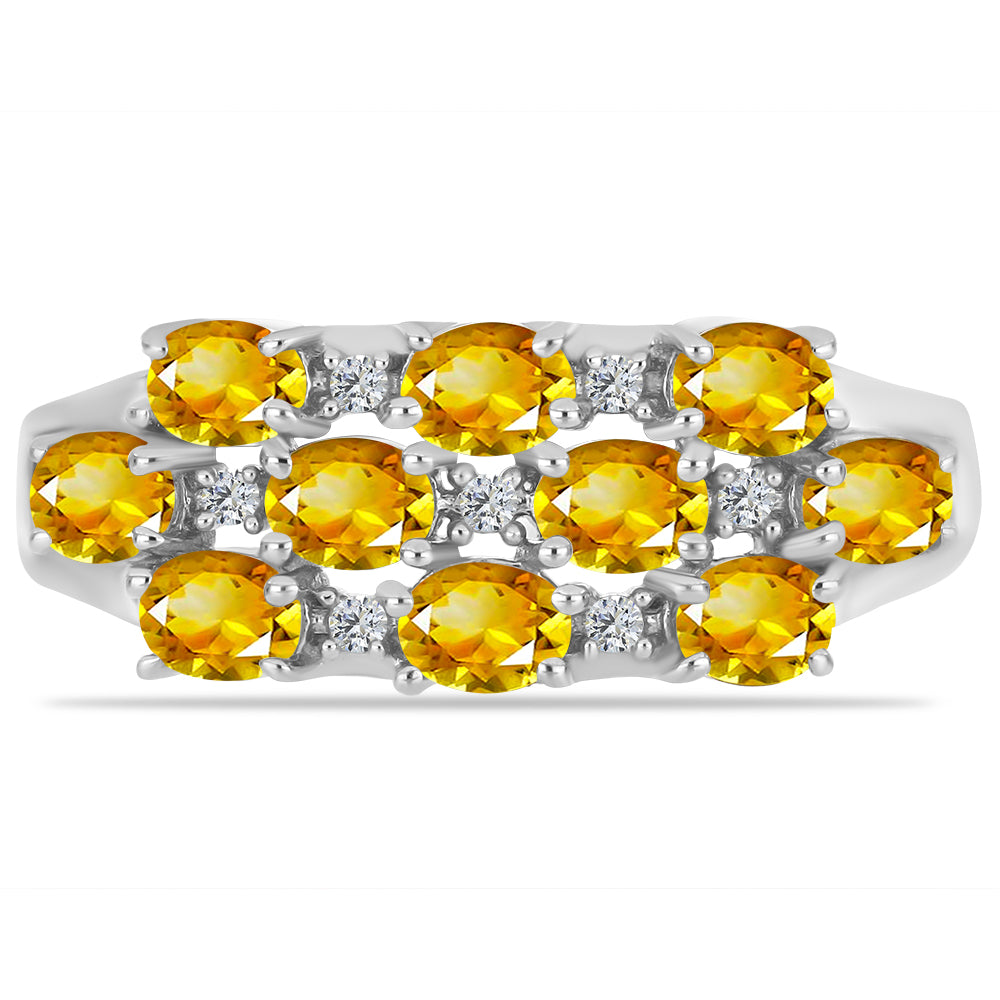 Anillo de Plata con Citrino de los Montes Urales y Topacio Blanco 1 