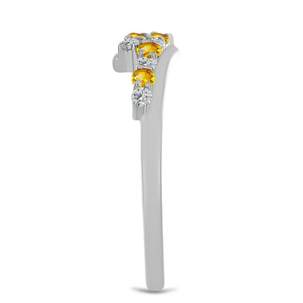 Anillo de Plata con Citrino de los Montes Urales y Topacio Blanco