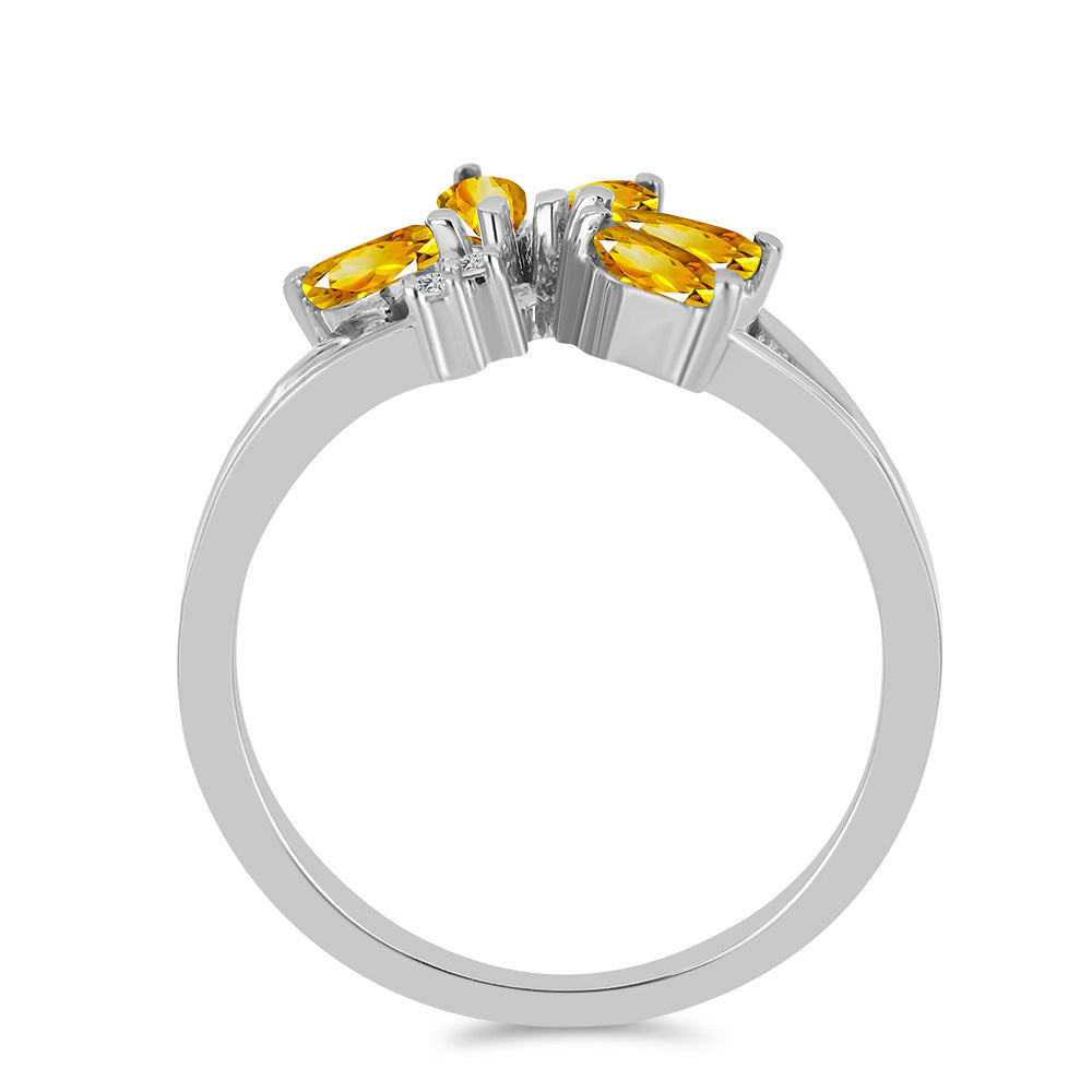 Anillo de Plata con Citrino de los Montes Urales y Topacio Blanco 2 