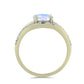 Anillo de Plata Bañada en Oro con Piedra Lunar Arco Iris y Topacio Blanco