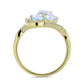 Anillo de Plata Bañada en Oro con Piedra Lunar Arco Iris