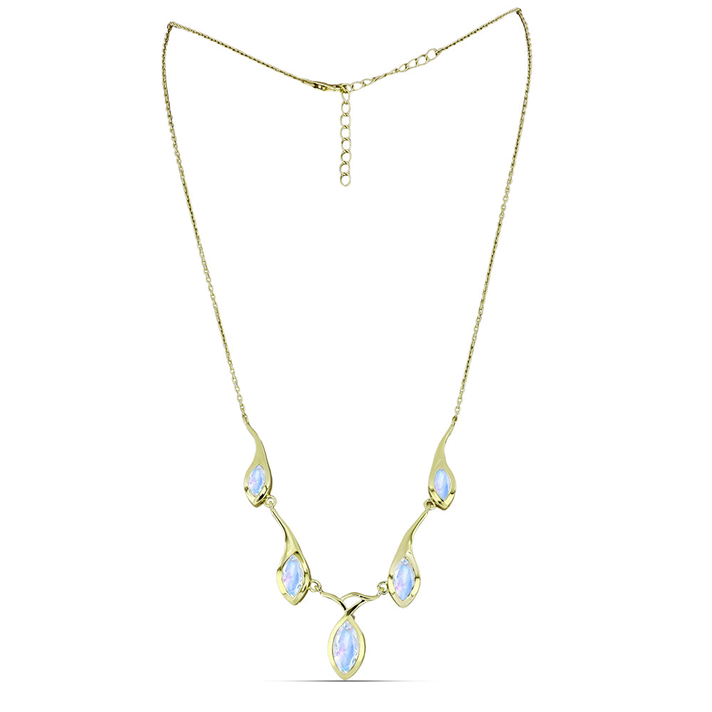 Collar de Plata Bañada en Oro con Piedra Lunar Arco Iris 1 