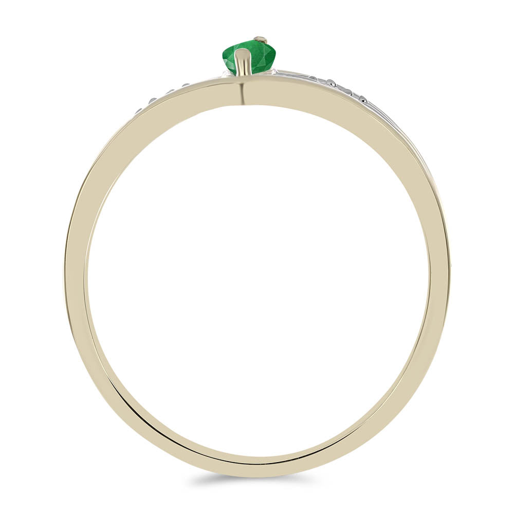 Anillo de Plata Bañada en Oro con Esmeralda de Zambia y Topacio Blanco