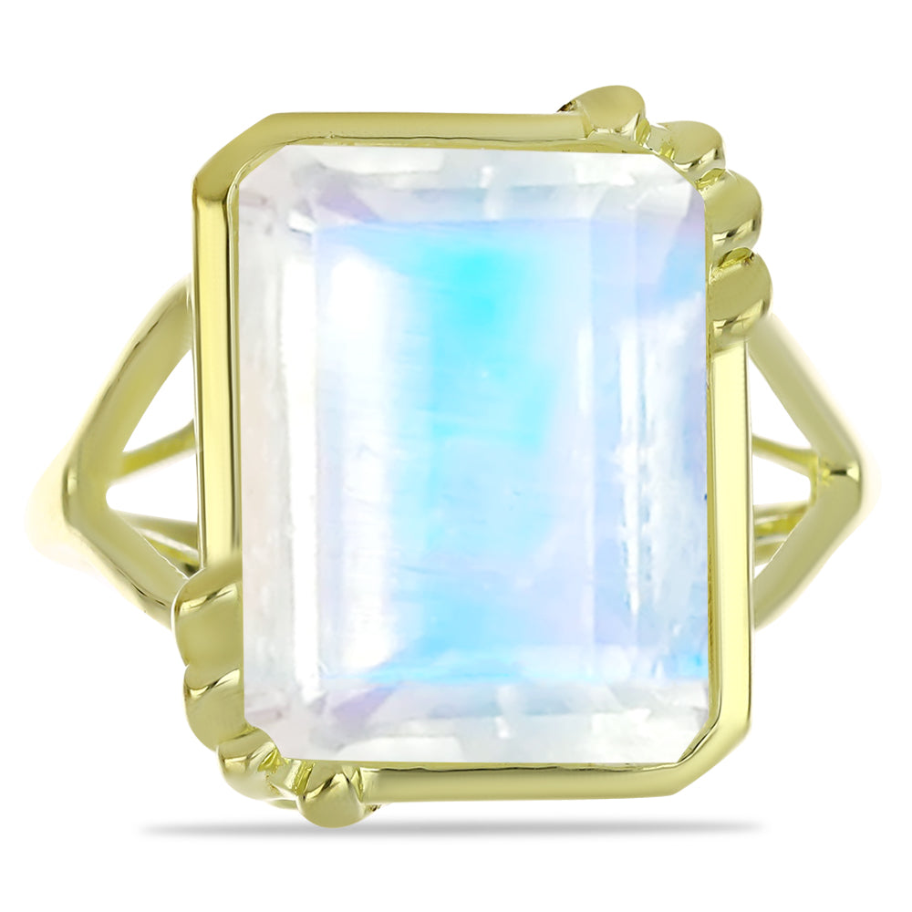 Anillo de Plata Bañada en Oro con Piedra Lunar Arco Iris 1 