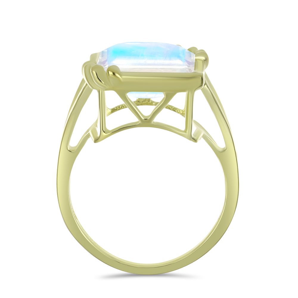 Anillo de Plata Bañada en Oro con Piedra Lunar Arco Iris 2 