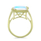 Anillo de Plata Bañada en Oro con Piedra Lunar Arco Iris