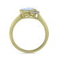 Anillo de Plata Bañada en Oro con Piedra Lunar Arco Iris y Topacio Blanco