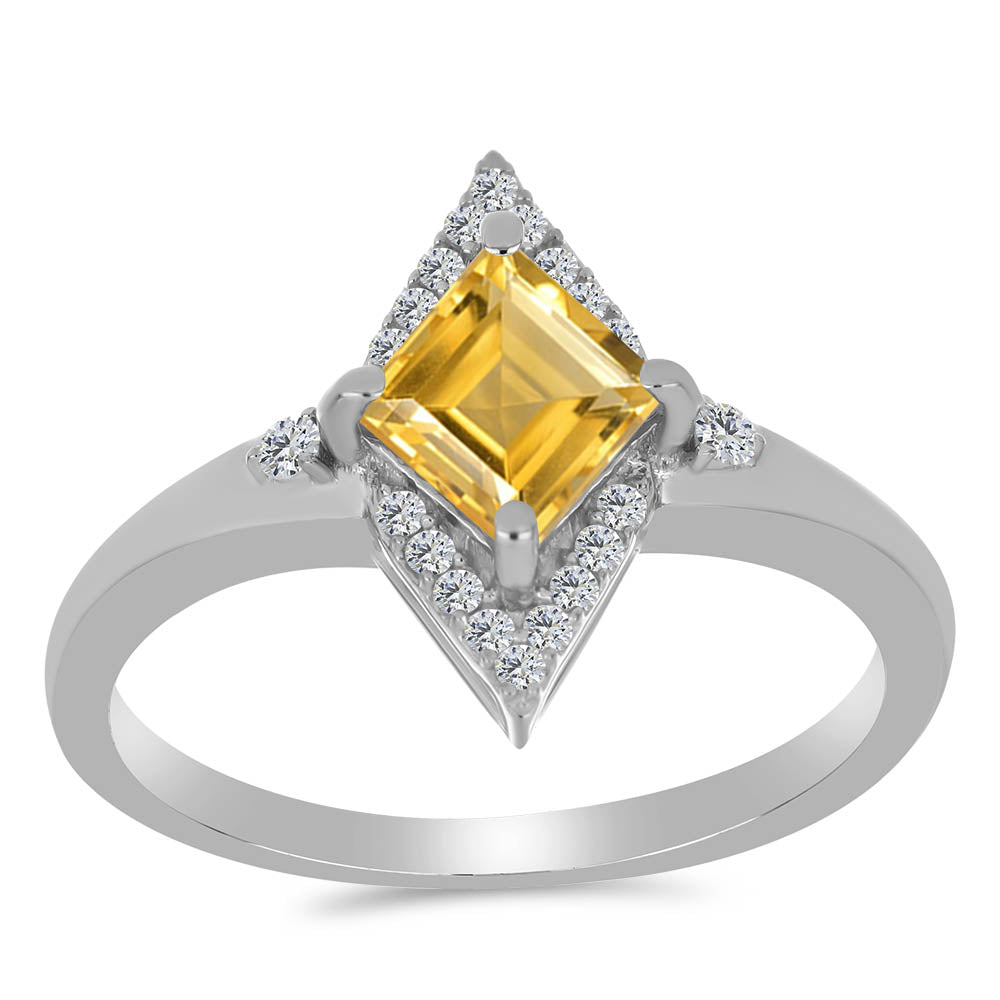 Anillo de Plata con Citrino de los Montes Urales y Topacio Blanco 3 