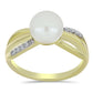 Anillo de Plata Bañada en Oro con Perla blanca de agua dulce y Topacio Blanco