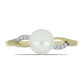 Anillo de Plata Bañada en Oro con Perla blanca de agua dulce y Topacio Blanco