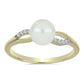 Anillo de Plata Bañada en Oro con Perla blanca de agua dulce y Topacio Blanco