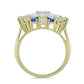 Anillo de Plata Bañada en Oro con Perla blanca de agua dulce y Tanzanita