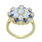 Anillo de Plata Bañada en Oro con Perla blanca de agua dulce y Tanzanita