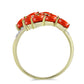 Anillo de Plata Bañada en Oro con Coral de Esponja Roja y Topacio Blanco