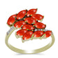 Anillo de Plata Bañada en Oro con Coral de Esponja Roja y Topacio Blanco