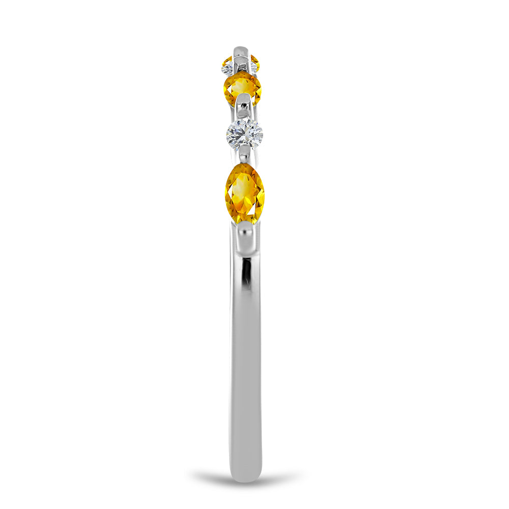 Anillo de Plata con Citrino de los Montes Urales y Topacio Blanco