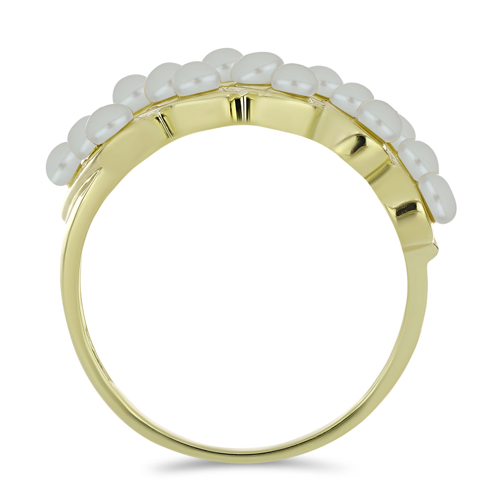 Anillo de Plata Bañada en Oro con Perla blanca de agua dulce