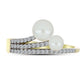 Anillo de Plata Bañada en Oro con Perla blanca de agua dulce y Topacio Blanco