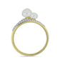 Anillo de Plata Bañada en Oro con Perla blanca de agua dulce y Topacio Blanco