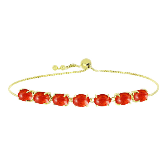 Pulsera de Plata Bañada en Oro con Coral de Esponja Roja