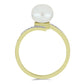 Anillo de Plata Bañada en Oro con Perla blanca de agua dulce y Topacio Blanco