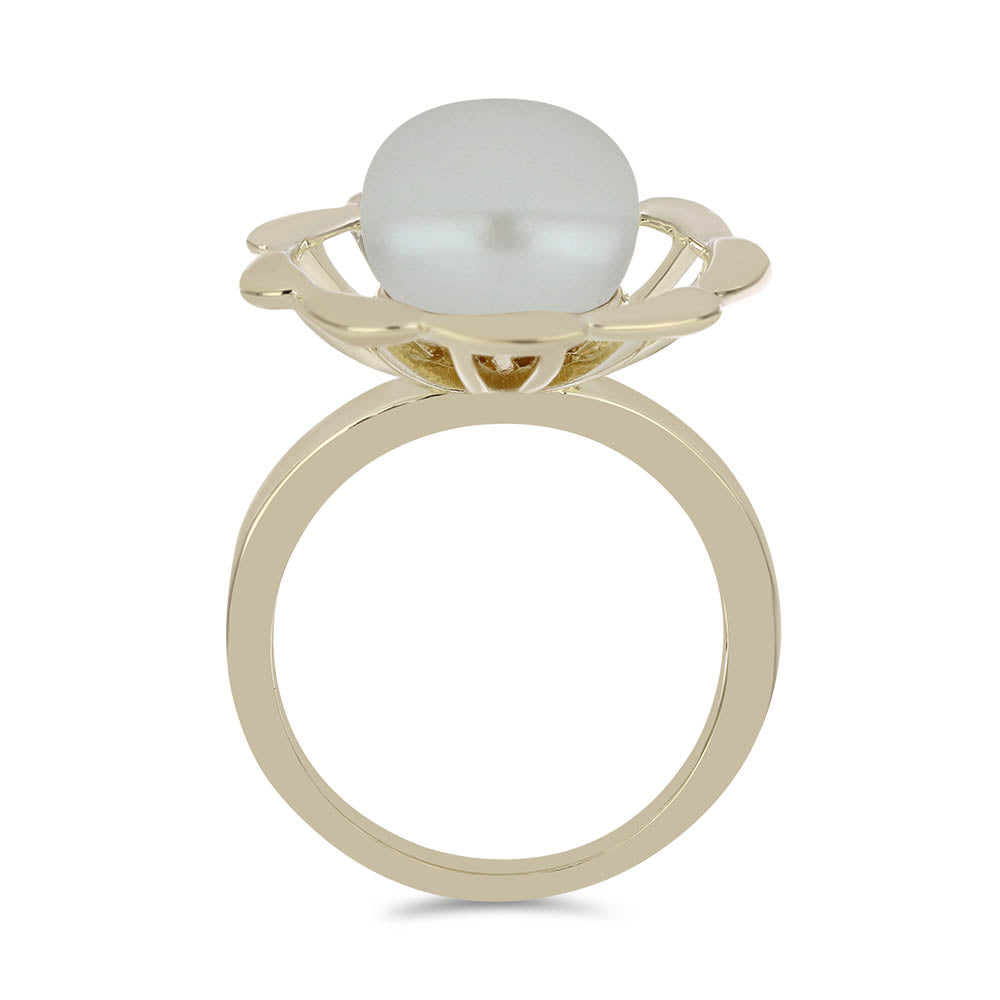Anillo de Plata Bañada en Oro con Perla blanca de agua dulce 2 