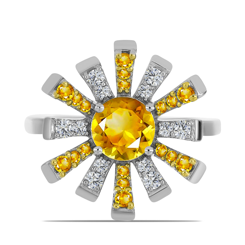 Anillo de Plata con Citrino de los Montes Urales 1 