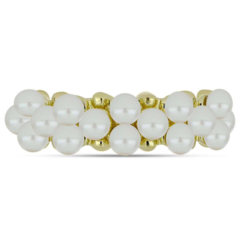 Anillo de Plata Bañada en Oro con Perla blanca de agua dulce