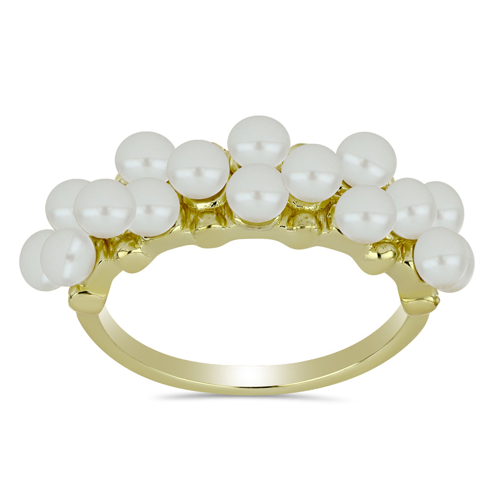 Anillo de Plata Bañada en Oro con Perla blanca de agua dulce 3 