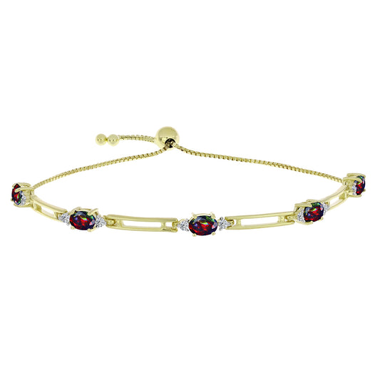 Pulsera de Plata Bañada en Oro con Ópalo negro medianoche Lega Dembi de Ëtiopía y Topacio Blanco