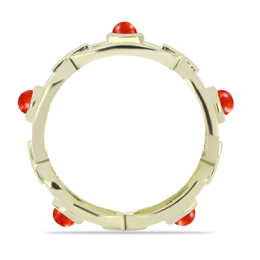 Anillo de Plata Bañada en Oro con Coral de Esponja Roja 3 