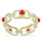Anillo de Plata Bañada en Oro con Coral de Esponja Roja