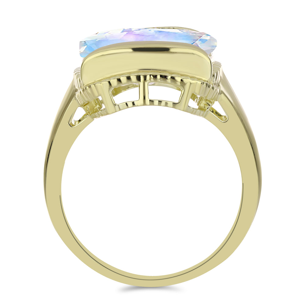 Anillo de Plata Bañada en Oro con Piedra Lunar Arco Iris 2 