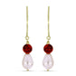 Pendientes de Plata Bañada en Oro con Coral de Esponja Roja y Perla blanca de agua dulce