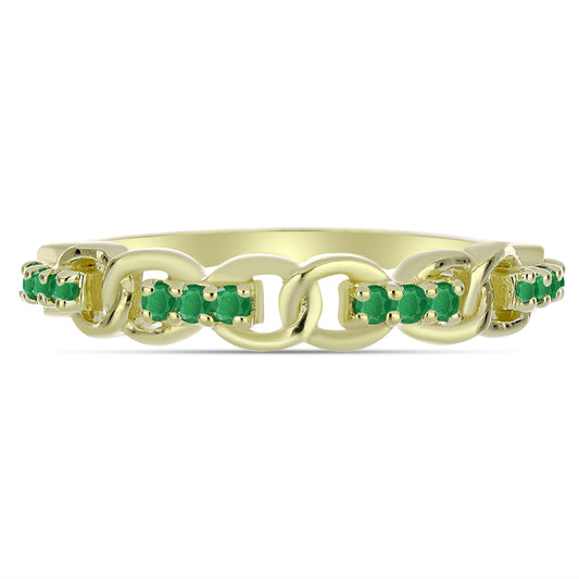 Anillo de Plata Bañada en Oro con Esmeralda de Zambia