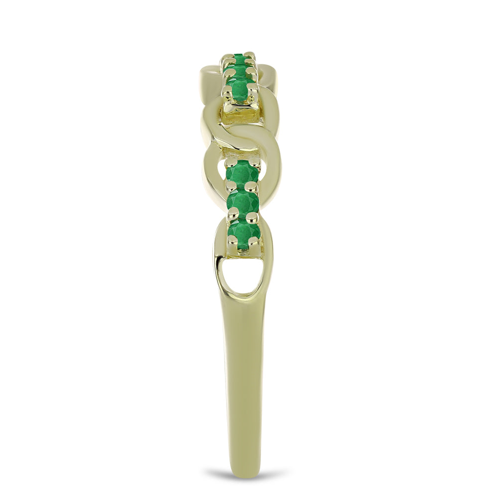 Anillo de Plata Bañada en Oro con Esmeralda de Zambia 4 