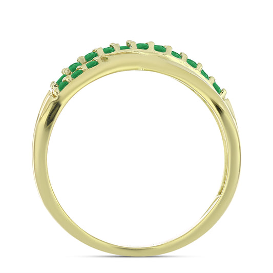 Anillo de Plata Bañada en Oro con Esmeralda de Zambia