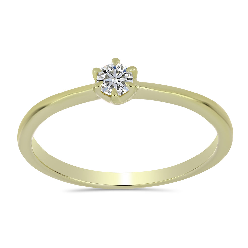 Anillo de Plata Bañada en Oro con Diamante certificado y cultivado en laboratorio